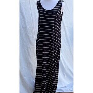 C&C California‎ Women’s Med Sleeveless Stretch Striped Blue White Maxi Dress